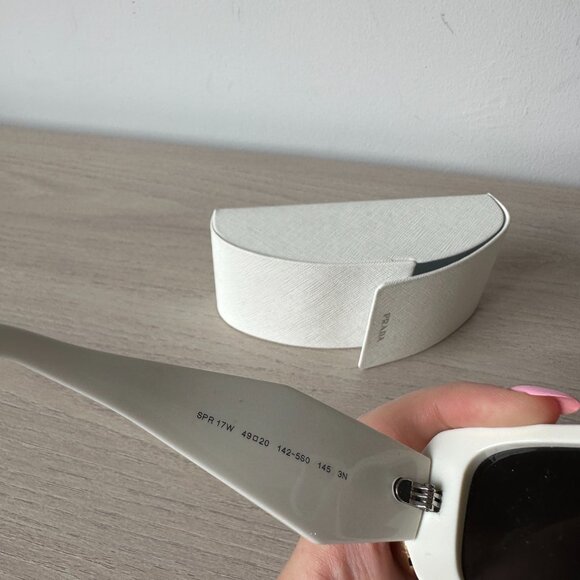 NWOT Prada SPR17W Symbole Sunglasses In Chalk White Geometric Design - Picture 8 of 11